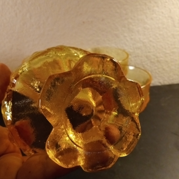 SIGNED RARE Fire & Light CITRUS Recycled Glass 6oz Desert Cups Set of 4 - Picture 4 of 6